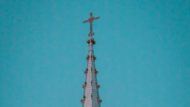 Spire of Notre Dame Cathedral in Ottawa, Canada.