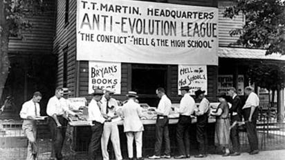 Anti-evolution books on sale in Dayton, Tennessee during the Scopes Trial.