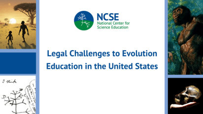 Legal challenges to evolution education in the United States cover slide.