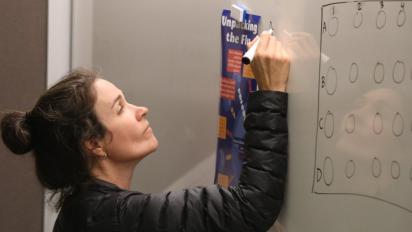 Volunteer setting up at Exploratorium