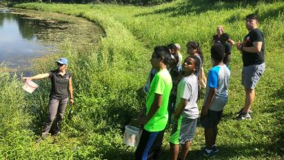 Youth engaged in a climate activity.