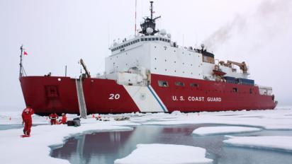 Coast Guard ship at sea.