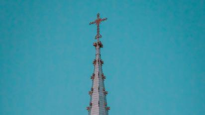 Spire of Notre Dame Cathedral in Ottawa, Canada.