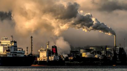 Smoke billowing from a smokestack.
