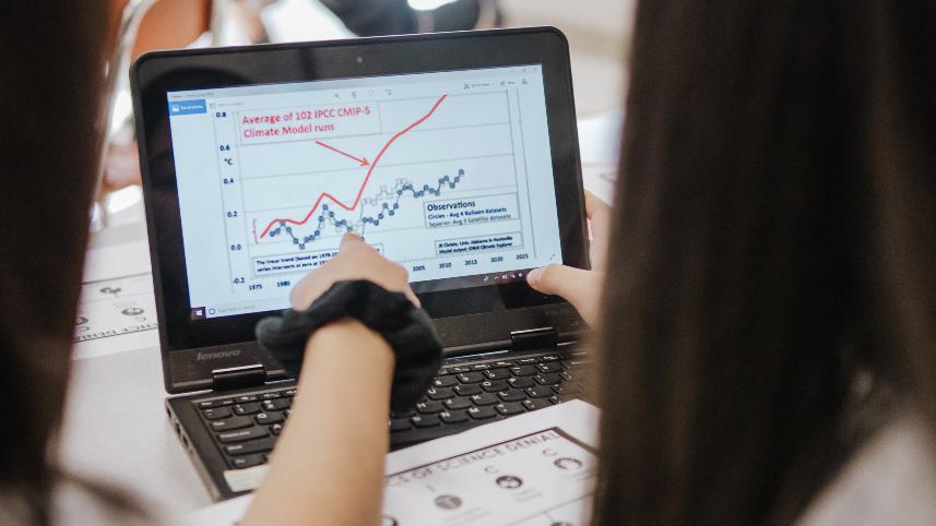 Georgia students studying climate modeling.