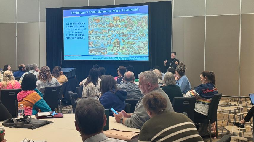 Katie Hinde leads a session at the Evolution Symposium