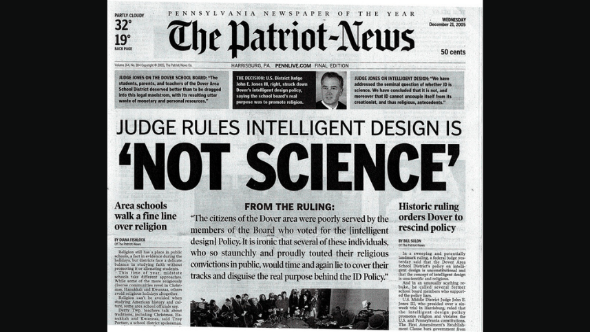 "Not Science" newspaper headline