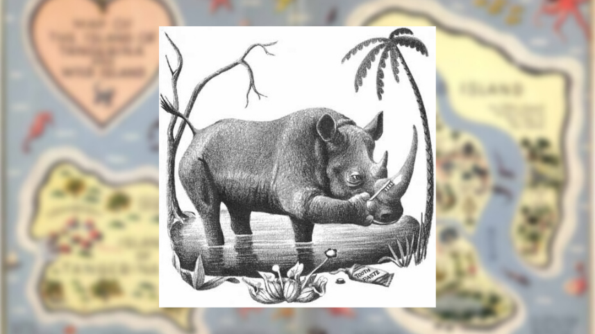 My Father's Dragon - rhino brushing his horn