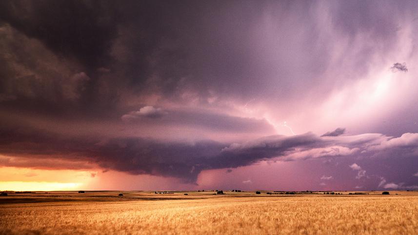 A supercell thunderstorm over the Oklahoma prairie.