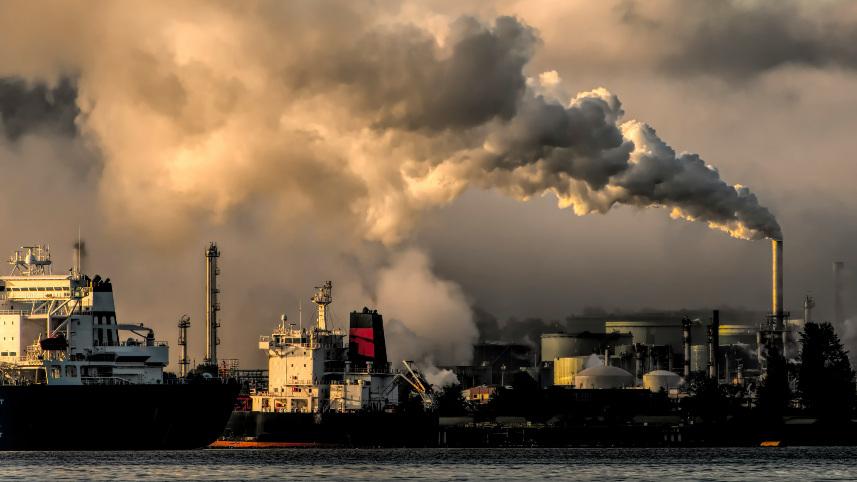 Smoke billowing from a smokestack.